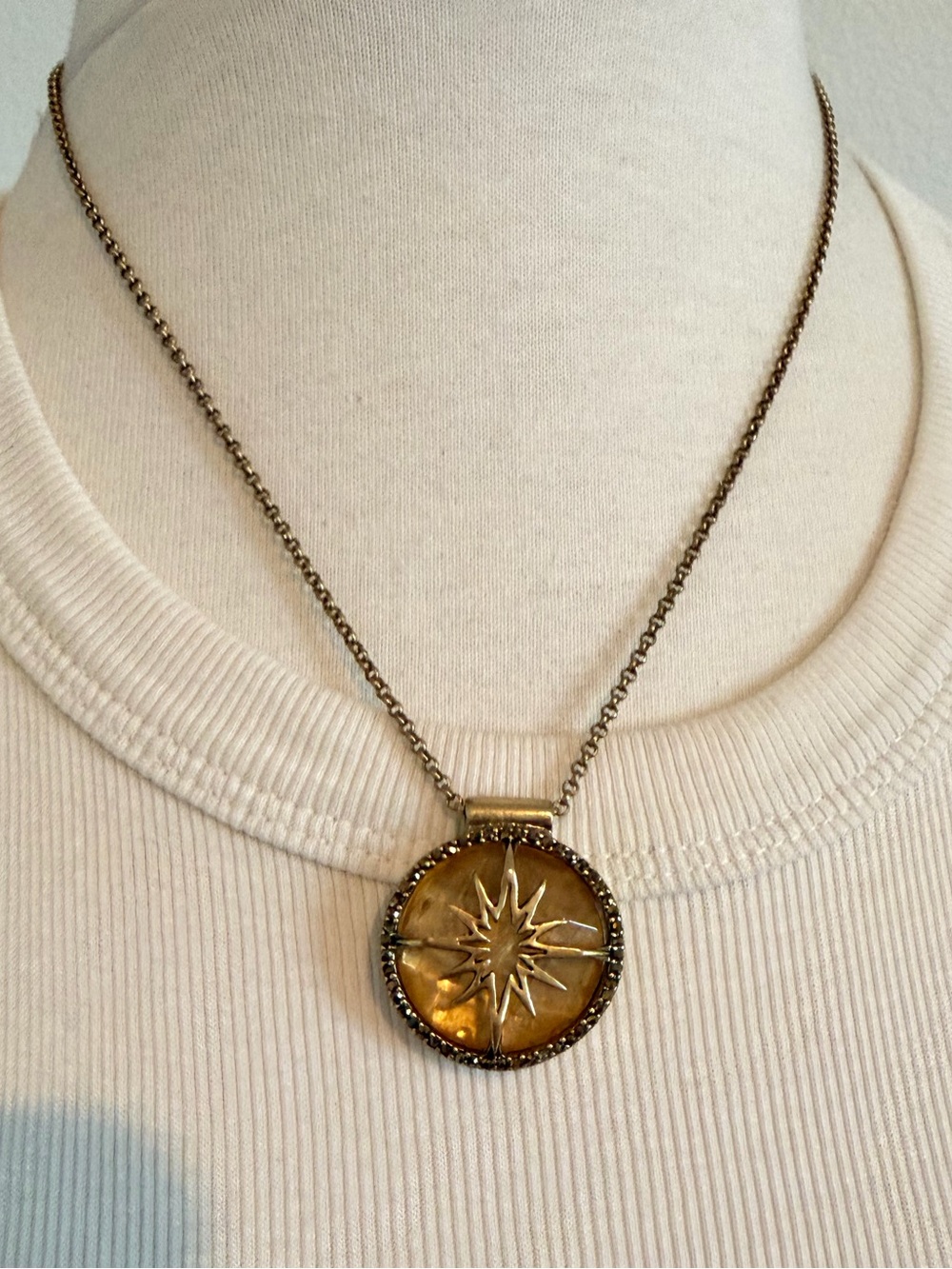 Lucky Brand Gold-Tone Starburst Medallion Necklace